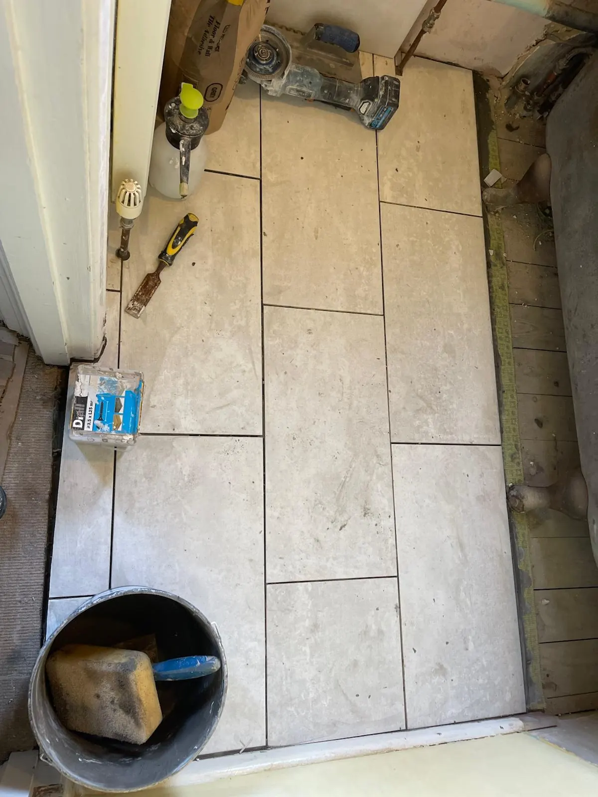 Bathroom refurbishment in progress — client-supplied L&G project photograph