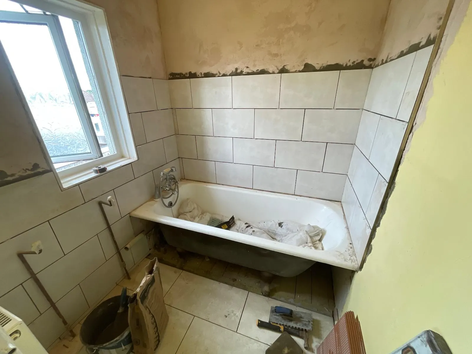 Bathroom refurbishment in progress — client-supplied L&G project photograph