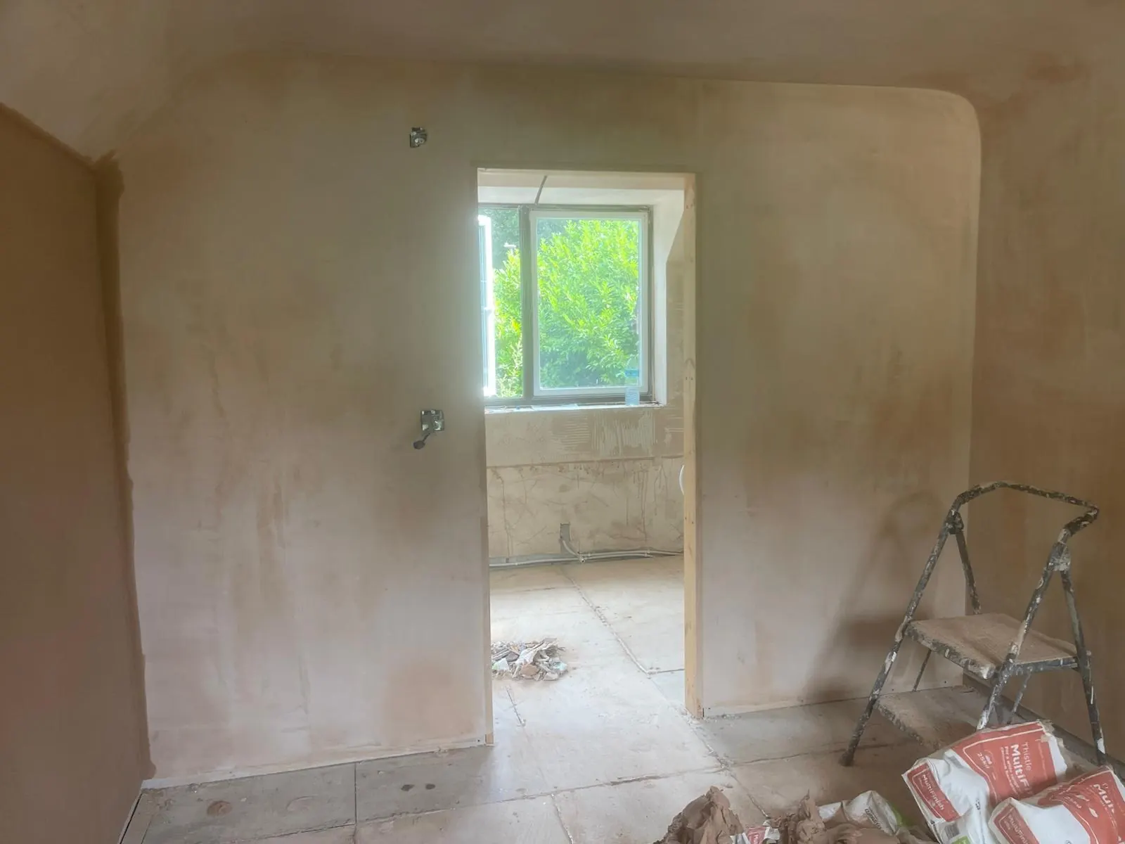 Plastering in progress