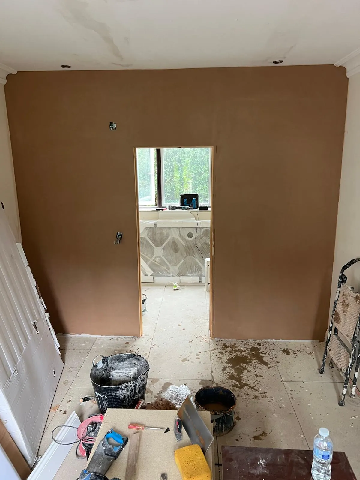 Plastering in progress